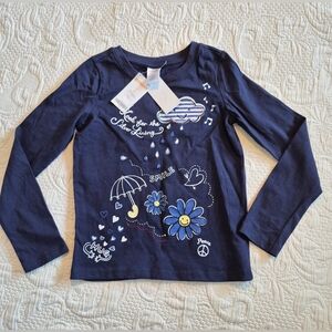 Gymboree girls size 7 navy blue weather design long sleeve shirt Outlet NEW